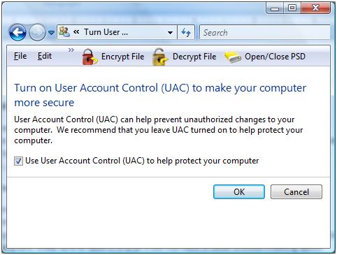 Windows Vista Stop User Account Control