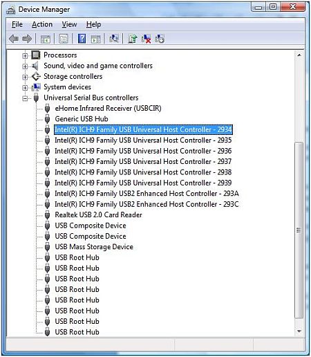 USB controller in device manager